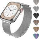 Magnetic Loop Band Compatible with Apple Watch S9/8/7/6/5/4/3 38/40/41/42/44/45/49mm, Ultra 1/2 49MM, Classy Stainless Steel Metal Mesh Strap fit iWatch SE, Women Men
