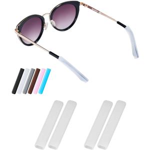 Gdnmapt Silicone Glasses Ear Cushion, Anti Slip Eye Glasses Ear Gripper, Comfortable Glasses Ear Grips, Eyeglass Ear Cushions Solution for Sore Ears, Temple Sleeves Tips for Glasses (2 White Pairs)