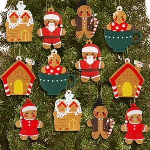 Lulu Home 12 Pcs Christmas Hanging Ornaments, Soft PVC Rubber Gingerbread Man & House for Christmas Trees Wreath Garland Gift Box Adornment DIY Accessories Holiday Xmas Decoration