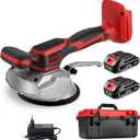 Tile Vibration Tool with 2 x 20V Batteries, Tile Installation Leveling Machine 18000r/Min, Tile Suction Cup Vibrating Tool 200kg Adsorption, 8 Adjustable Speed & LCD Display for Floor, Tile, Wall