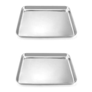 QWORK Stainless Steel Instrument Tray, Utility Tray Tool Organizer Trays for Lab Instruments,12 3/16 x 9 7/16 x 1 5/16 inch, 2 Pack
