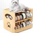 Upgraded Bamboo Cat Food Can Organizer - FIFO Pantry Storage Rack, Holds 42 (3oz) Cans, Stackable Pet Food Can Organizer for Kitchen Pantry (1)