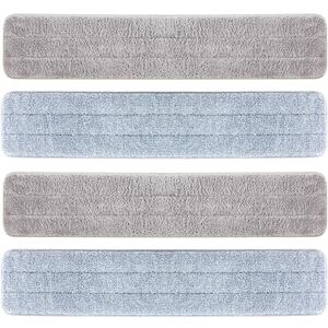 CQT Replacement Flat Floor Mop Reusable Washable Microfiber Pads for Floor Care System 2 Wet and 2 Dry Mop Pads Packed (24")