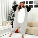 Cute Opossum Onesie Pajamas Adult Halloween Cosplay Christmas Novelty Nightwear Carnival Costume (Gray, M)