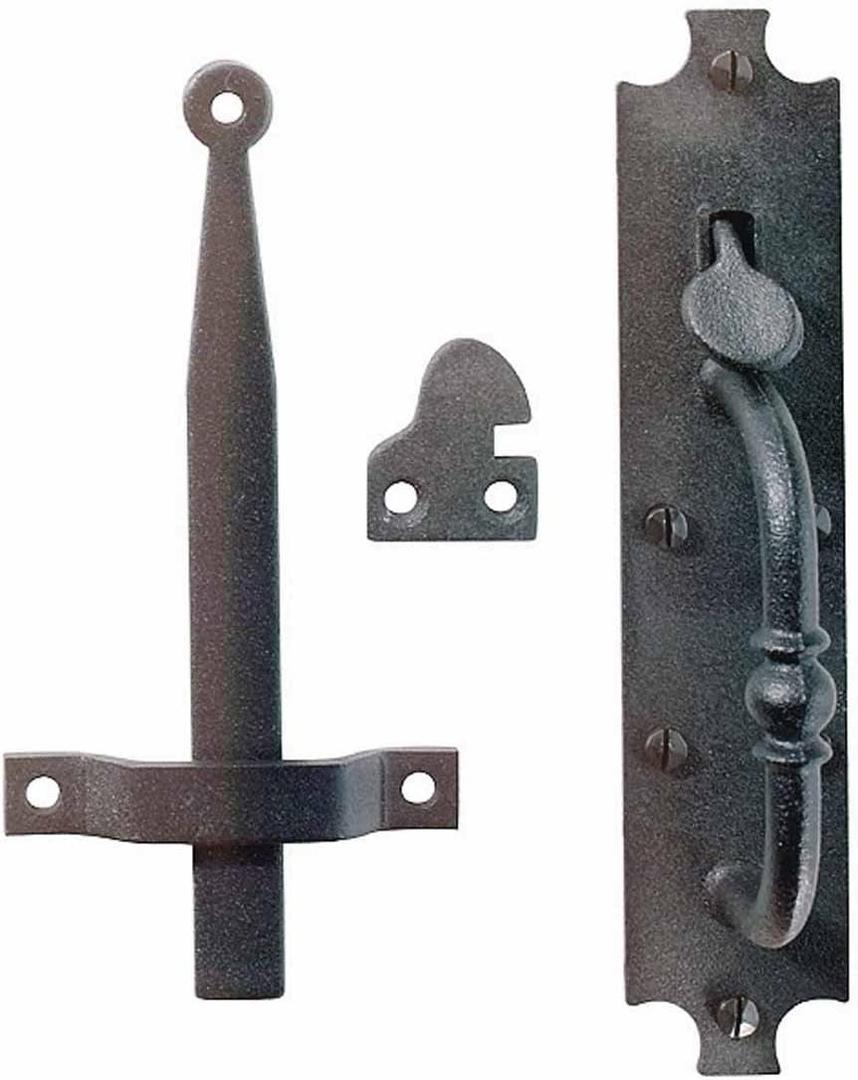 Renovators Supply Manufacturing Black Cast Iron Norfolk Thumb Door Latch Colonial Style with Mounting Hardware