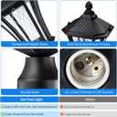 YSN Outdoor Post Lights 2 Pack, 16" Lamp Post Light Fixture, Black Pole Lights Outdoor, Waterproof Lamp Posts Outdoor Lighting with Pier Mount Base, Anti-rust Post Lamps for Outside Yard Garden Garage