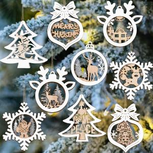 25pcs Rustic Christmas Ornaments for Tree Decorations - Small Wooden Christmas Reindeer Ornaments Gift Tag for Tree Winter Holiday Decor