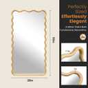 TRAHOME Wavy Mirror for Wall, 55"x28" Boho Wavy Wood Mirror Large Full Length Decorative Mirror with Tempered Glass, Natural Wooden Frame Vanity Mirror for Bedroom, Living Room, Entryway