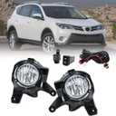 Fog Lights Assembly Compatible With 2013 2014 2015 RAV4 Clear Fog Lights KIT Assembly with Wiring Harness& Switch, H16 12V 19W Halogen Bulbs Clear Lens