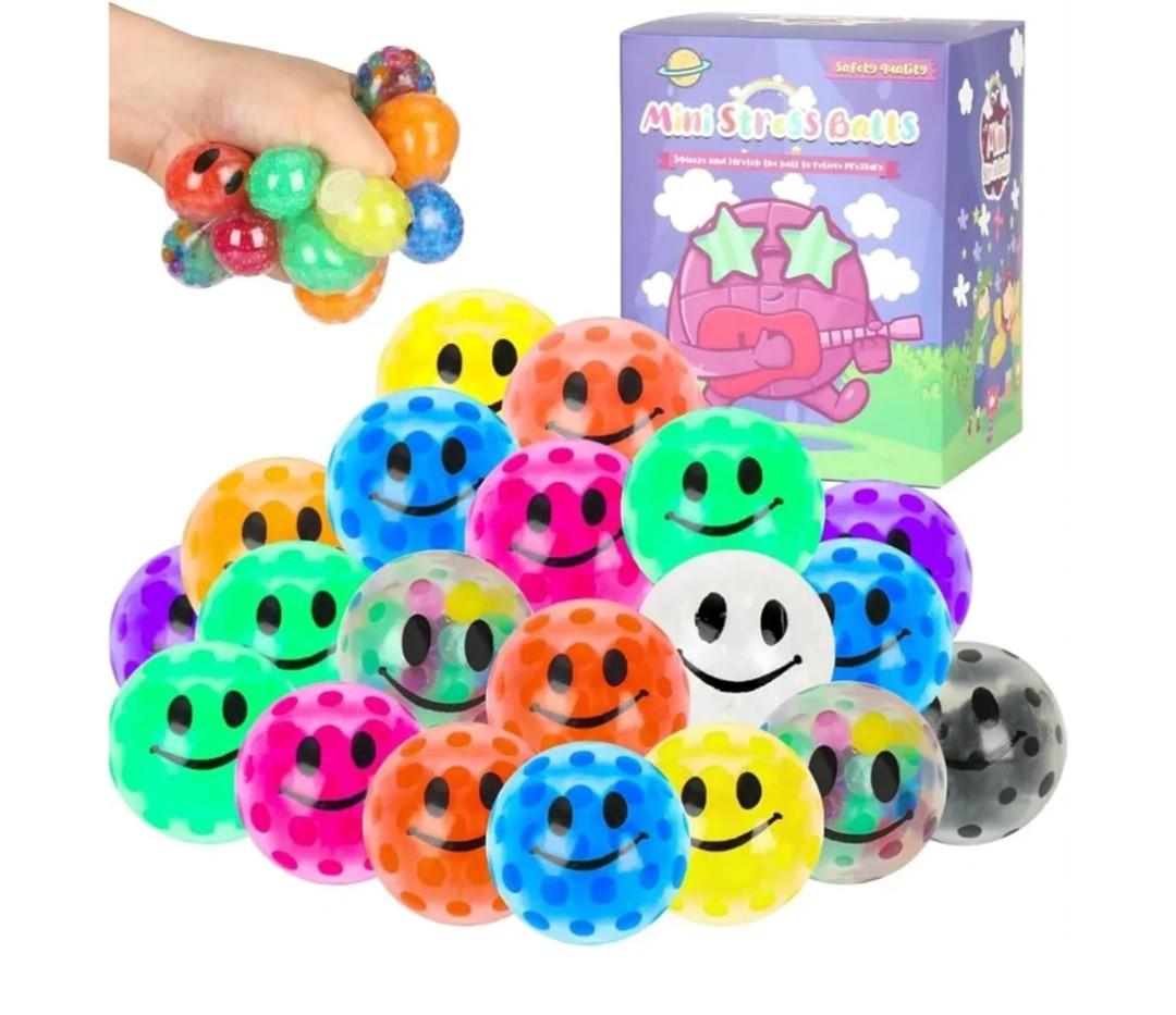 20 Pack Colorful Mini Stress Balls Set, Squishy Balls Fidget for Adult, Squeeze Balls Bulk, Birthday Gifts Party Favors Goodie Bags Stuffer Anxiety Stress Relief