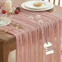 IVAPUPU 2 Pcs Cheesecloth Table Runner - 10ft Dusty Pink Boho Rustic Gauze Cheese Cloth Table Runner for Baby Shower Decorations Wedding Party Spring Garden Farmhouse Mothers Day Decor