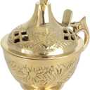 Needzo Brass Incense Burner with Lid, Catholic Church Supplies, 4 x 2.5 Inches