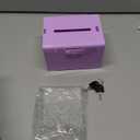 Uniclife Acrylic Donation Box with Lock and Sign Holder Purple Ballot Box with Slot Plastic Suggestion Boxes Tip Jar Cash Storage Container Drop Chest for Fundraising Voting Raffle, 6.2" x 5" x 4" (1 Pack)