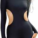 LafyKoly Women's Long Sleeve Rash Guard Print Athletic Swimsuit Outdoor Sport Tankini Sets ,Color: Pure Black 4, M