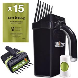 Neater Pet Brands Lift N' Bag Dog Pooper Scooper with Bag Attachment | 15 Bags | Dog Pooper Scooper for Yard & Walks | One-Hand Use | Heavy Duty Poop Scoop for Small to Large Dogs