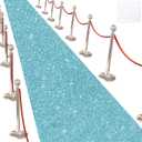 Glitter Carpet Runner for Party -200 GSM Thickness Non-Woven Fabric Runner Rug with Adhesive Tape, Hollywood Carpet for Event, Aisle Runner for Wedding Ceremony (Glitter Blue, 2.6FTx15FT)