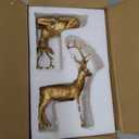 DN DECONATION 2PCS Christmas Reindeer Decor, Small Silver Deer Decorative Statues, Xmas Resin Reindeer Modern Decor for Winter Office Tabletop Mantle Shelf Home Bedroom