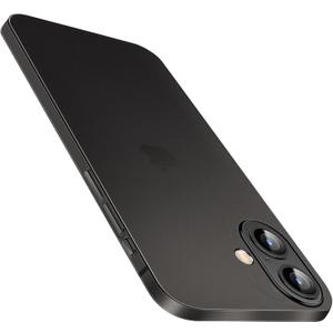 for iPhone 16 Slim Case,Paper-Thin Transparent Finish Skin Back Case [Non Yellowing] Ultra Protective Cover with Camera Protection 6.1 Inch (Translucen Black)