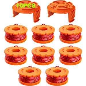 10 Pack Trimmer Spool Line for Worx,(WA0010)Replacement Trimmer Spool Line for Worx,Trimmer Line Refills 0.065 inch for Worx,Suitable for Worx String Trimmers(8 Pack Grass Trimmer Line,2 Trimmer Cap)