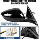 Passenger Side Mirror Assembly Compatible with Honda Accord 2023-2026 Non-heated Power Adjustable Glass Black (3Pin Right)