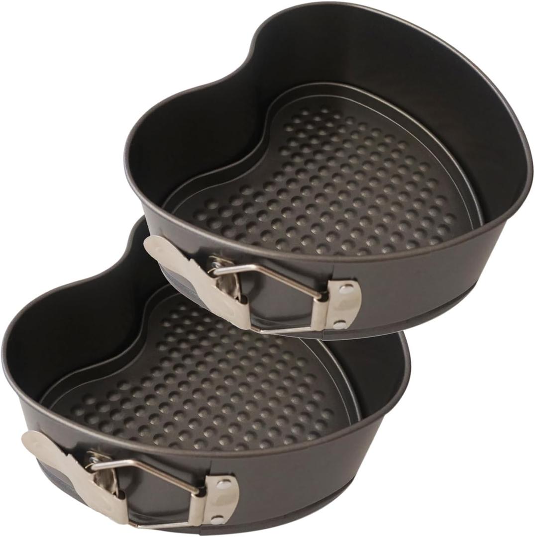 7 Inch Heart Cake Mold Springform Pan, Heart Shaped Baking Set, Nonstick Carbon Steel, for Wedding, Birthday, Cheesecake, Homemade DIY Projects