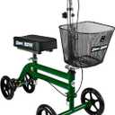 KneeRover Steerable Knee Scooter Knee Walker for Adults for Foot Surgery, Broken Ankle, Foot Injuries - Foldable Knee Rover Scooter for Broken Foot Injured Leg Crutch Alternative with Basket Green