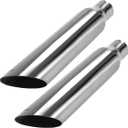 Upower 2 PCS Universal Stainless Steel Exhaust Tip 2.25" Inlet 3.5" Outlet 18" Long Car Truck Weld On Exhaust Tailpipe Tips Slant Cut
