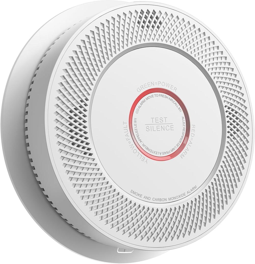 SITERWELL Smoke and Carbon Monoxide Detector 10-Year Battery, Wireless Interconnected Smoke Alarm Carbon Monoxide Detector with Dual Language Voice Alerts for Home and Babyroom