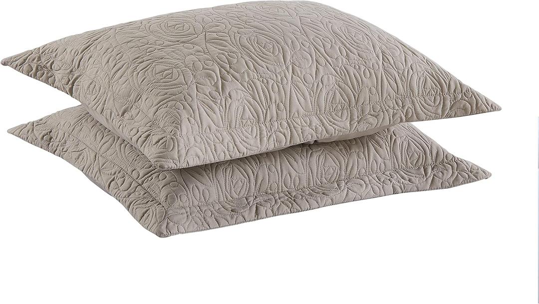MarCielo 2 Pieces Microfiber Quilted Pillow Shams Soft Pillow Covers with Envelope Closure King Size(Taupe) (36" x 20" (Pack of 2))