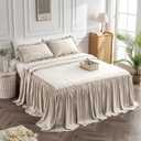 Bonlino Home Bedding Bedspread Set Quilt - Farmhouse Bedspread Summer Coverlet Bed Spreads, Lightweight Quilt Chic Vintage Bedding Ruffle Skirt Bedroom Rustic with 2 Pillow Shams (Queen, Wheat)