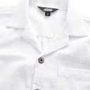 JOGAL Boys Chambray Button Down Shirts Short Sleeve Casual Cuban Shirt Summer Beach Shirts with Pocket for Kids 12 Years (White)