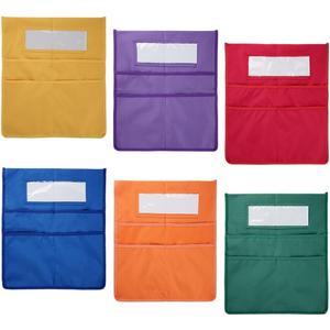 Chairback Buddy Pocket Chart, 6 Brightly Colored Storage Organizers For Classroom Supplies Featuring 2 Large Pockets And Name Tag Slot