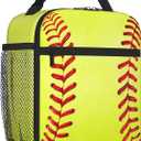 Softball Lunch Bag for Boys Girls Kids Women Men, Insulated Reusable Thermal High Capacity Lunch Box Bag with Front Pocket, Durable Cooler Tote Food Handbag for Work School Picnic (Softball)