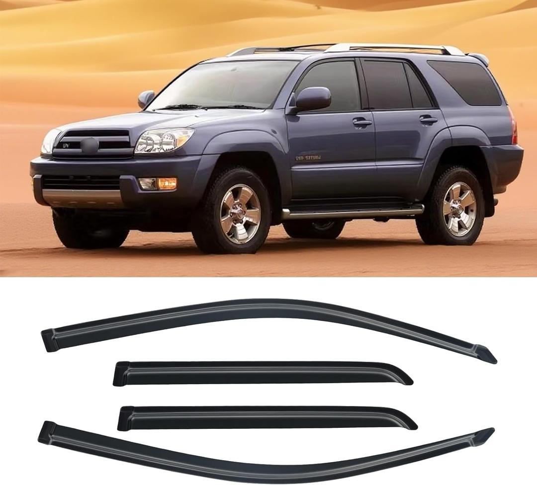 Window Visors for Toyota 4Runner 2003-2009, Rain Guards Shields Vent Deflector Shade Dark Smoke 2003 2004 2005 2006 2007 2008 03 04 05 06 07 08 09, Tape-On, 4PCS