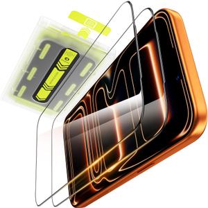 WSKEN for iPhone 17 Pro Max Screen Protector - [Auto-Dust Removal] [Top 9H+ Tempered Glass] 12FT Shatterproof Military Grade Diamond HD Durable Flim Easy Install Case Friendly, 2 Pack (Clear)