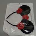 A Miaow Halloween Mouse Ears Headband Pumpkin Ghost Skull Poison Apple Hair Hoop Sparkly Bow Headpiece Costume for Women (Red Black Flower)