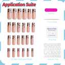 Press on Nails Medium Square French Tip Fake Nails False Nails with Bow Leopard Print Designs Full Cover Acrylic Nails Stick on Nails Glossy Glue on Nails for Women Girls 24Pcs