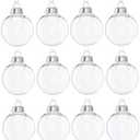 Wenosda 5 PCS Clear Plastic Acrylic Fillable Ball Ornament Set, 2.36" DIY Christmas Balls for Holiday Ornaments, Christmas Tree Ornaments,Wedding,Party and Home Decor(60mm/2.36in 12pcs)
