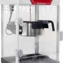 West Bend Stir Crazy Movie Theater Popcorn Popper, Popcorn Maker Machine with Nonstick Popcorn Kettle, Measuring Tool and Popcorn Scoop for Popcorn Machine, 4 Qt., Red