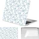 Seorsok Compatible with MacBook Air 13 Inch Case 2022 2021 2020-2018 Release A1932 A2179 M1 A2337 Touch ID,Elegant Sage Blue Flower Plastic Hard Shell Case with Keyboard Cover,Blooming Floral