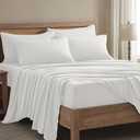 USXIBEI Queen Sheet Set - 6 Piece Sheets Queen Size Bed Set - Breathable & Cooling Hotel Luxury Bedding Set - Soft & Comfy Fully Elasticized 16" Deep Pocket Queen Sheets (Queen White)