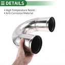 Motoforti 180 Degree U BendMandrel Exhaust Tube with Bead Roll DIY Custom Car Modified Exhaust Pipe Tubing Piping 4" OD 7.87" Length T304 Stainless Steel Silver Tone