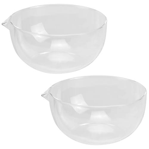 EIKS Glass Bowls with Spout for Mixing and Serving Sauce Jam Salad Coffee Milk Cooking Baking (300ml * 2)