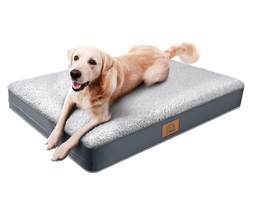 Sunheir Orthopedic Dog Bed for Large Dogs and Extra Large Dogs, XL Waterproof Dog Bed with Removable Washable Cover & AntiSlip Bottom, Crate Bed, Deluxe Plush Pet Bed Mat, LPlus(36"X27"X3"), Grey