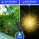 MERRIMAX M Solar Firework Lights Outdoor, 5 Pack 1000LED Solar Starburst Lights with Remote, 8 Modes Dimmable Waterproof Hanging Fairy Lights for Garden, Patio, Holiday Christmas Decor (Warm White)