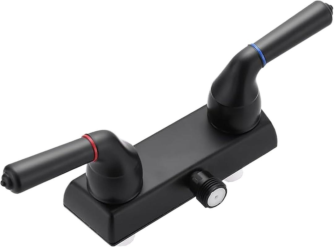 RV Shower Faucet 4" Camper Shower Faucet Replacement Valve Diverter with Hot/Cold Handles Compatible with Dura Faucet DF-SA100C (Matte Black)