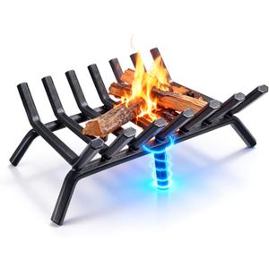 AMAGABELI GARDEN & HOME Fireplace Grate 30 inch Fire Pit Grate Fire Place Log Holder Wrought Iron Heavy Duty Solid Steel Indoor Outdoor Camping Hearth Firepit Firewood Wood Burning Rack Stove