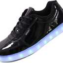 USB Adult Light Up Shoes Rechargeable Flashing Low Top LED Shoes Unisex Sports Dancing Sneakers (8 Women/7 Men, Black)