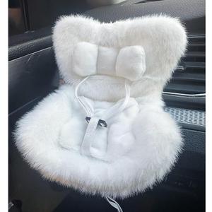 Doll Car Seat for 38 inch Figures, Fits Character Plushes, Blind Box Dolls & Vinyl Collectibles, Includes Air Vent Clip & Desktop Stand, Cute Car Ornament for Collectors (White)