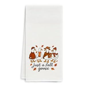 NLIJX Fall Goose Kitchen Towels Gifts for Women, Just a Fall Goose Decor Dish Towels for Kitchen, Autumn Hand Towels Decoration for Bathroom, Funny Goose Lover Gift, 24x16 inch